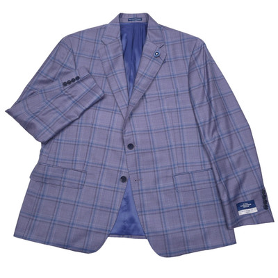 Hart Schaffner Marx Sport Coat Mens 44S Lavender Plaid Wool HSM Blazer Jacket