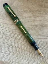 Vintage Gold Bond Stonite Triple Cap Bands Jade Green Fountain Pen Unrestored