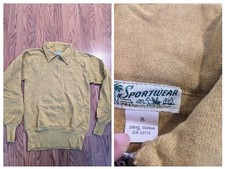 NOS Vintage 60s Sportwear Collar zip Mustard Yellow Mens sweatshirt S Cotton