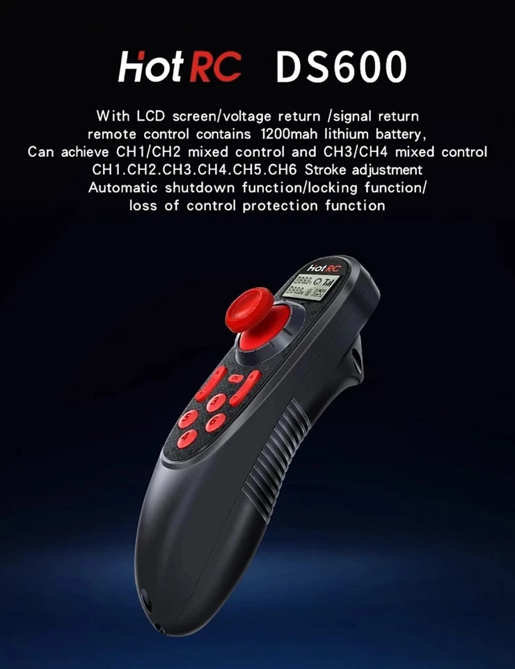 HOTRC DS-600 6CH 2.4GHz RC-Sender und Empfänger Fernsteuerung mit F-06A - Bild 2 von 4