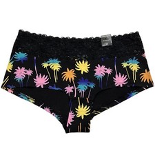 NWT TORRID Boyshort Pantie Sz 00X-1X-2X Black Pink Jersey Lace Palm Trees
