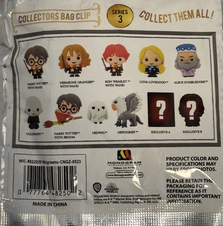 🆕 Harry Potter : Series 3 Collectors 3D Figural Bag Clip - YOU CHOOSE! - Image 2 of 2
