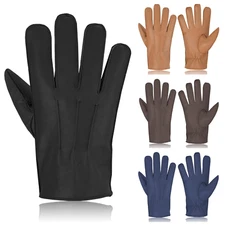 Men's Real Leather Gloves Winter Unlined Soft Driving Black Dress Thermal Gloves