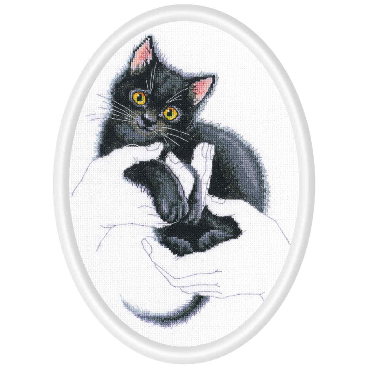 RTO counted cross stitch kit ""Warmth in Palms, black cat"", 16,5x21,5cm, DIY