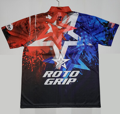 Custom Bowling Shirt Stars & Stripes Pro Zip Jersey with Short Collar Roto Grip
