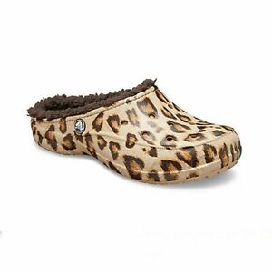 fuzzy cheetah print crocs