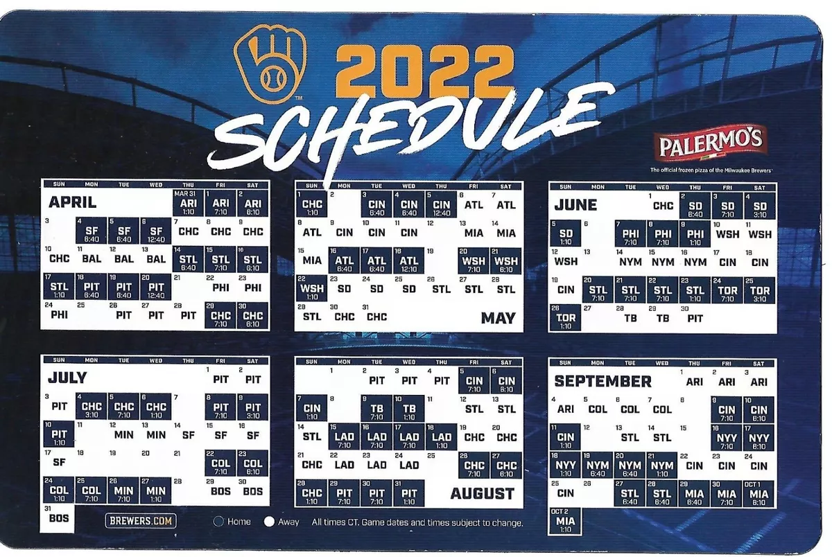 SGA 2021 Milwaukee Brewers 2022 Magnet Schedule