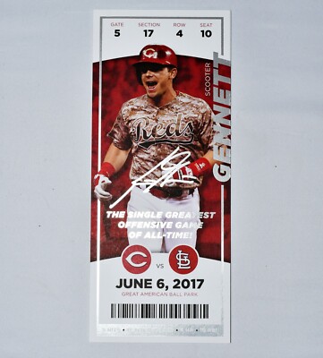 Scooter Gennett Oversized Commemorative Ticket Cincinnati Reds 6/16/17 SGA 0924