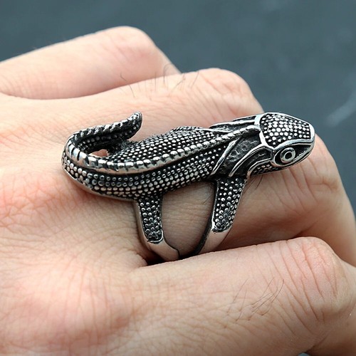 Vintage Animal Lizard Ring 316L Stainless Steel Punk Biker Rock Men ...