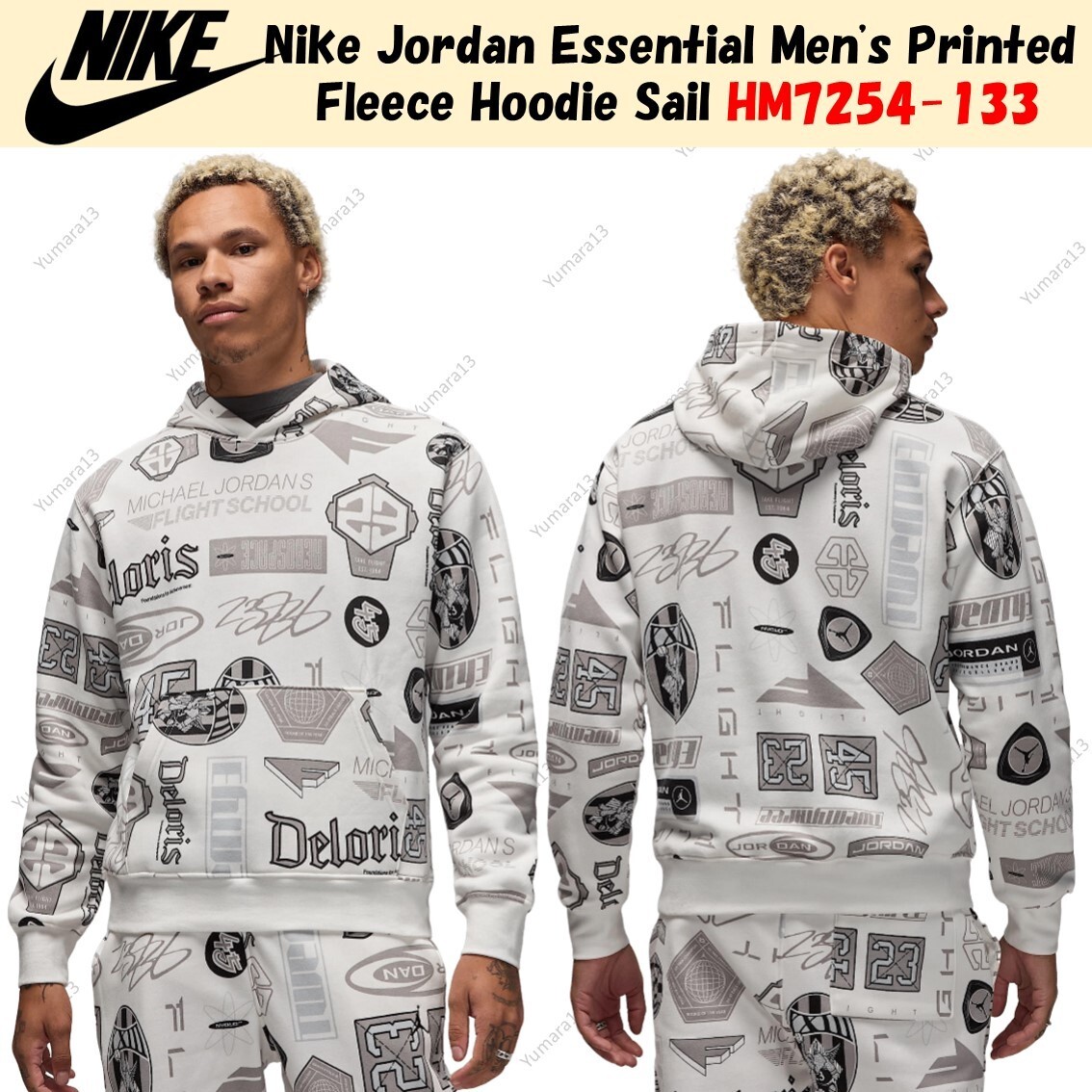 ★NIKE★JORDAN ESSENTIALS PRINTED FLEECE PO フーディ★追跡可 Nike Jordan Essential Men's Printed Fleece Hoodie Sail