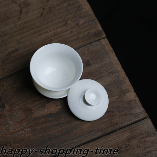 white gaiwan small kungfu tureen porcelain covered bowl cup saucer tea plate new - Picture 5 of 21