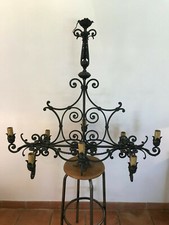 1 lustre + 4 appliques fer forgé noir, art-déco, années 50, signé Antoni CLAVELL