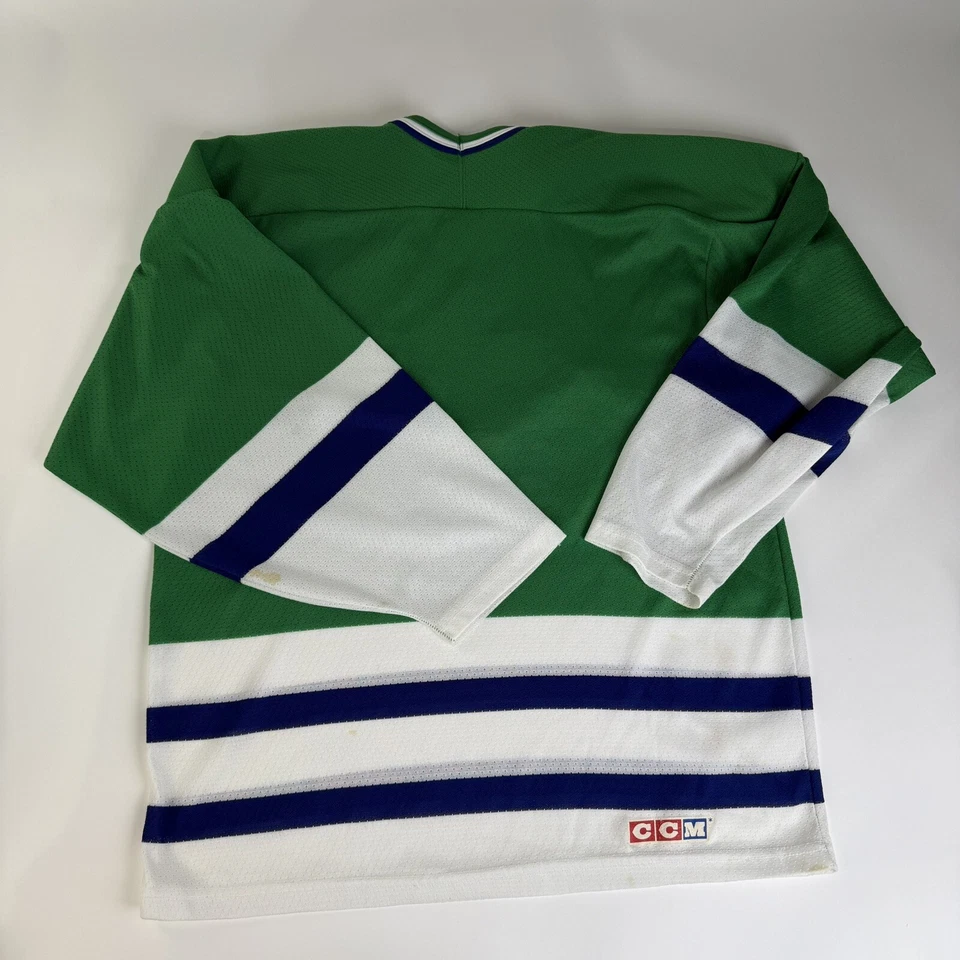 Camiseta deportiva de hockey vintage Hartford Whalers CCM NHL talla M verde equipo clásico cosida Foto 2 de 4