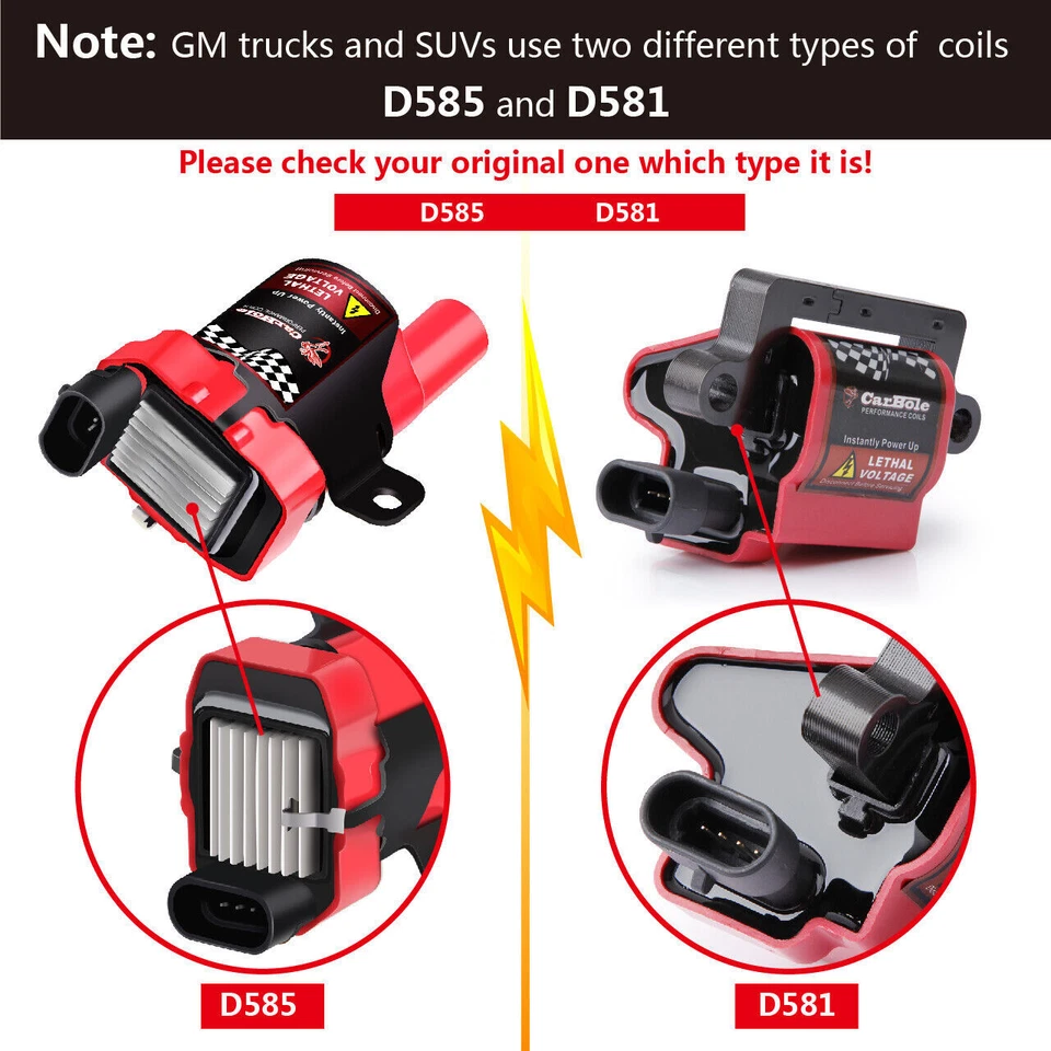 8 Pack Ignition Coils For Chevy Silverado 1500 2500 4.8L 5.3L 6L V8 D585 UF-262 - Image 4 of 4