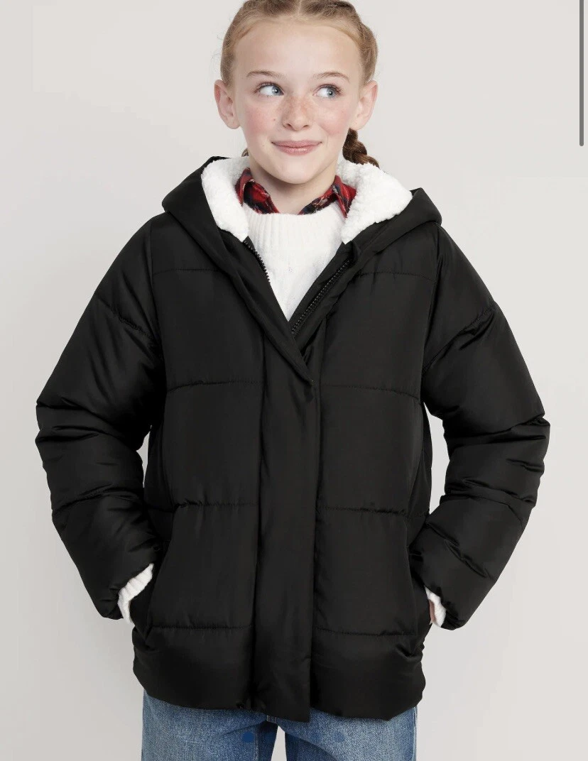 Sherpa lined hooded puffer jacket discount