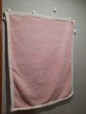 Chick Pea Pink Baby Blanket Cream Ivory Ribbed Edge Trim Plush Security 30x36"