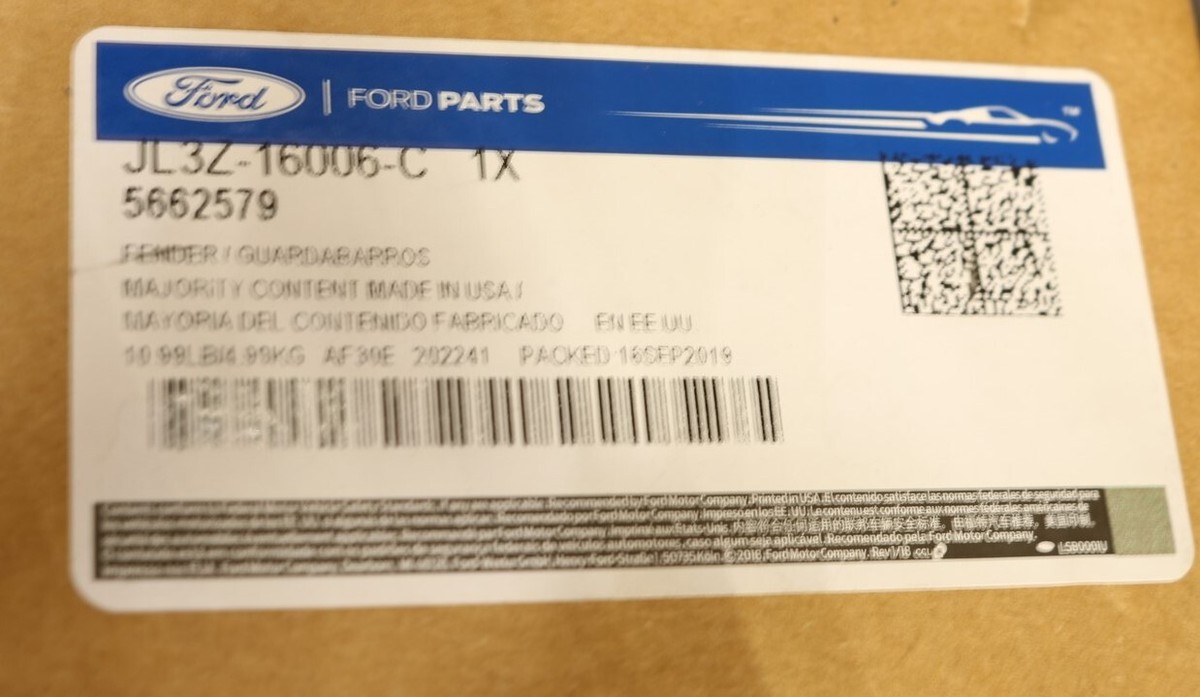 2015-2018 Ford F150 Right Front Aluminum Fender OEM 15upd for sale
