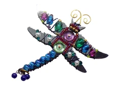 Liztech Artisan Jewelry Handcrafted Dragonfly Brooch Pin Liz Tech Hang Tag 1998
