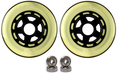 Plastic Hub Scooter Wheels Black/Clear 5 Spoke Hub 100mm 2-Pack With Bearings