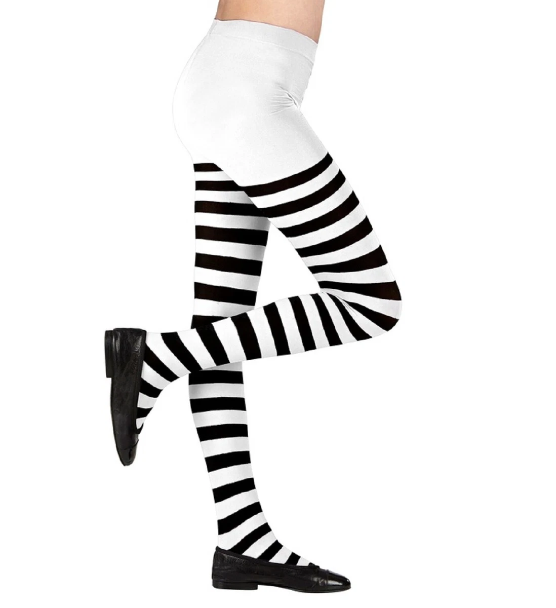 Girls black and white striped leggings top