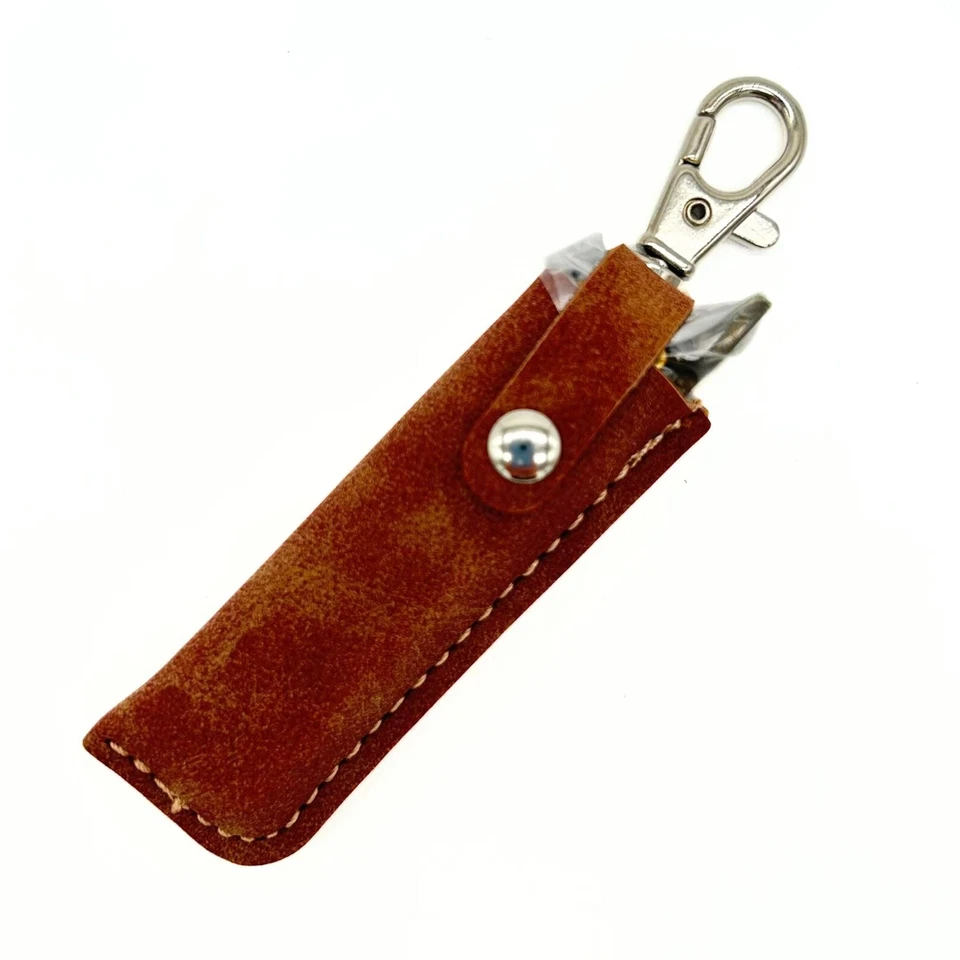 Higonokami Folding Knife, Blue Paper Steel 75mm with Brown Case-Free Shipping - Image 2 of 4