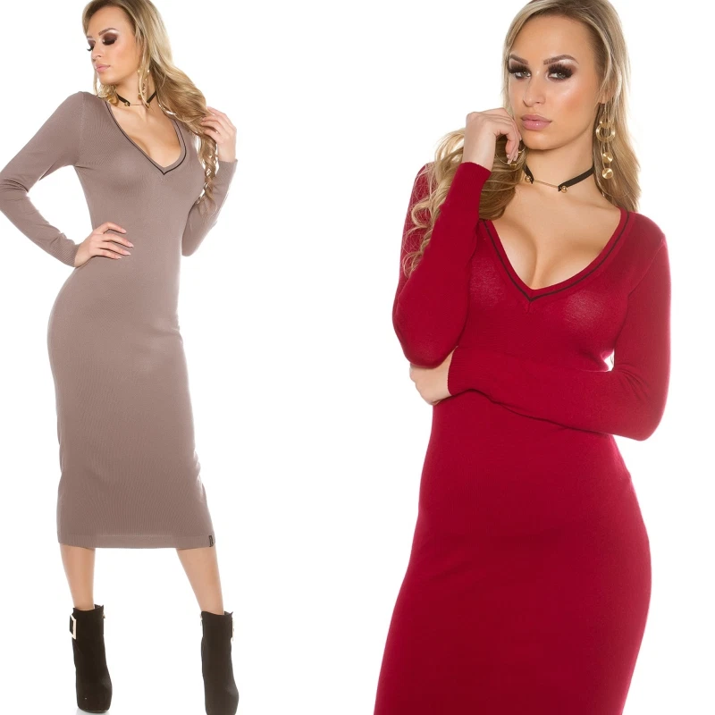 Abito vestito vestitino in maglia in lana maxi pullover minidress