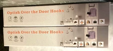 Optish Set of 2 Over The Door Hooks Anti-Rust Metal Hanger NEW Easy to Install