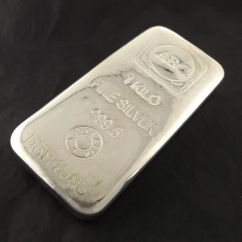 1 Kilo ABC Mint 999.5 Purity Silver Bullion Investor Ingot Bar With Certificate