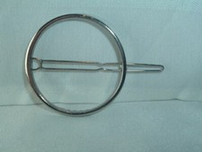 VINTAGE SILVER TONE OPEN CIRCLE HAIR BARRETTE UP DO HAIR ACCESSORY