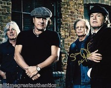 AC/DC GUITARIST STEVIE YOUNG HAND SIGNED 8X10 BAND PHOTO A COA ROCK OR BUST TOUR