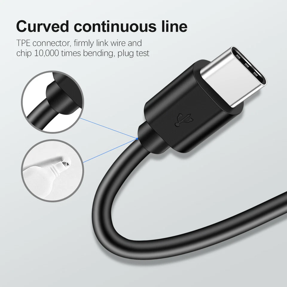 Heavyduty Fast Charge Type C USB-C Data Sync Charger Charging Cable Lead 1M - Image 2 of 4