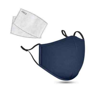 Reusable Washable Cotton Cloth Face Mask with Valve / Pocket + 2 PM 2.5 Filters
