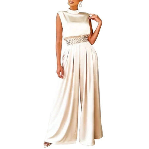 Eleganter ärmelloser Damen-Overall Retro weites Bein formeller Abend Party Playsuit - Bild 11 von 14