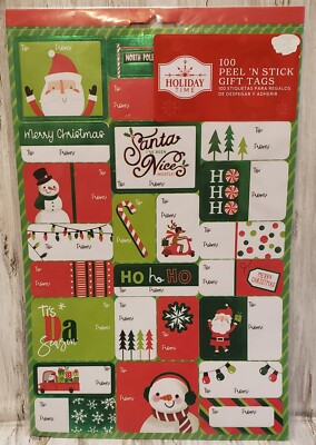 Holiday Time Peel 'N Stick Gift Tags* 100 Count*New Sealed* Free Shipping 