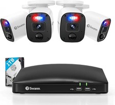 SWANN SECURITY CAMERA SYSTEM FOUR WIRED CAMERAS 1TB DRIVE SEALED FREE SHIP