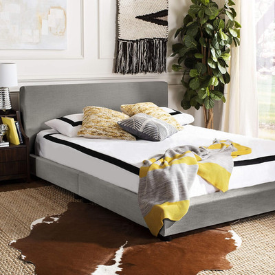 Contemporary Grey Linen Queen Bed by Home Carter - Stylish & Comfortable
