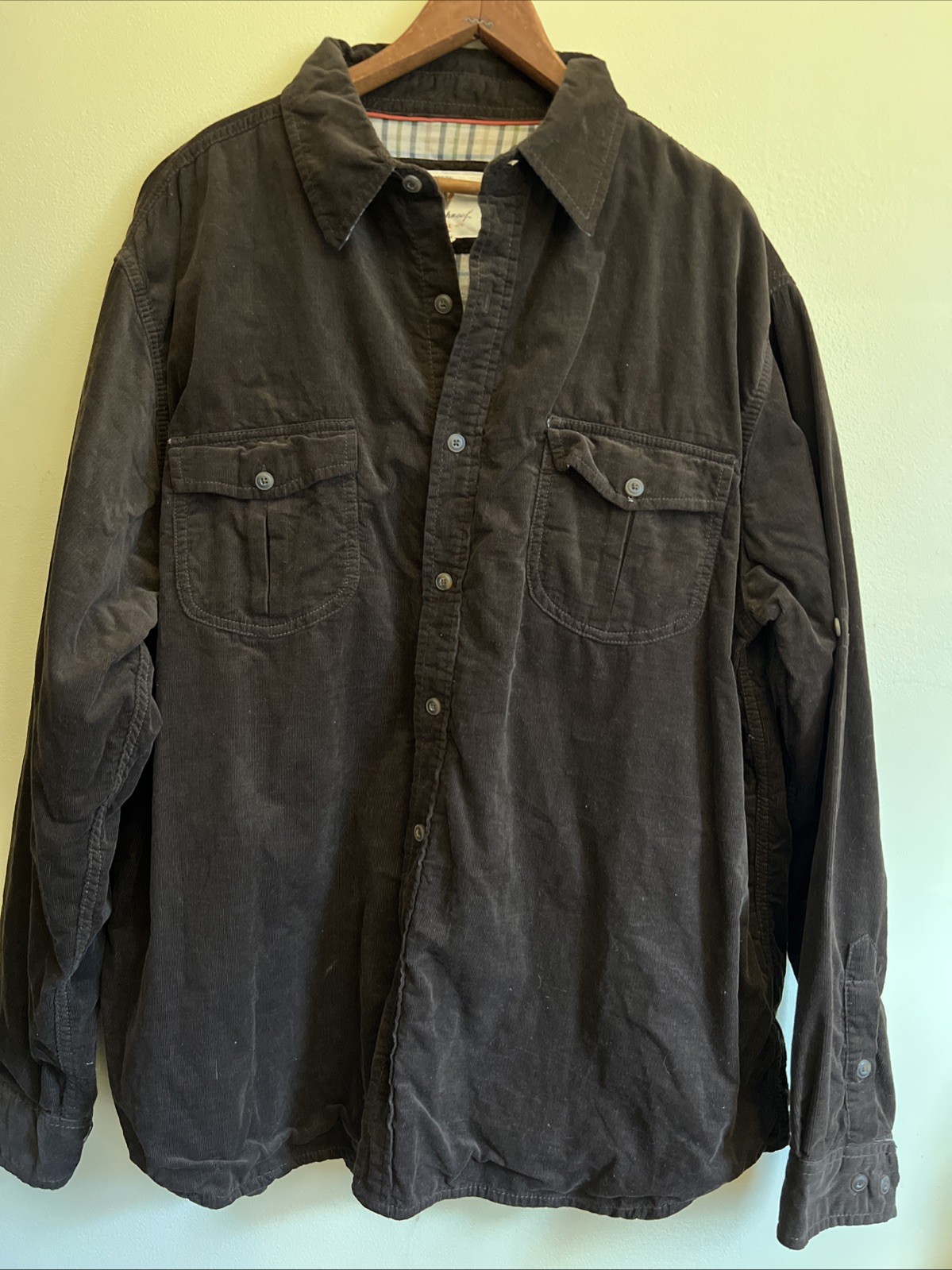 Weatherproof Vintage Men's Corduroy Shirt XL Long Sleeve Button Front Brown