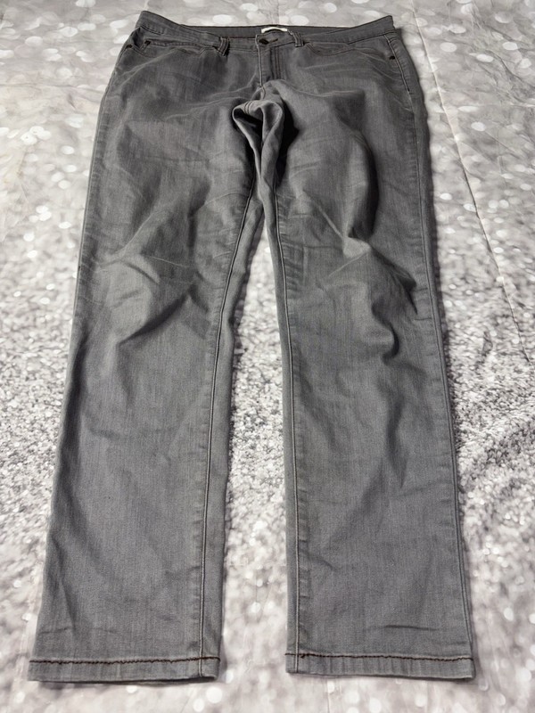 Eileen Fisher organic cotton straight Gray Denim Stretch jeans 14 relaxed