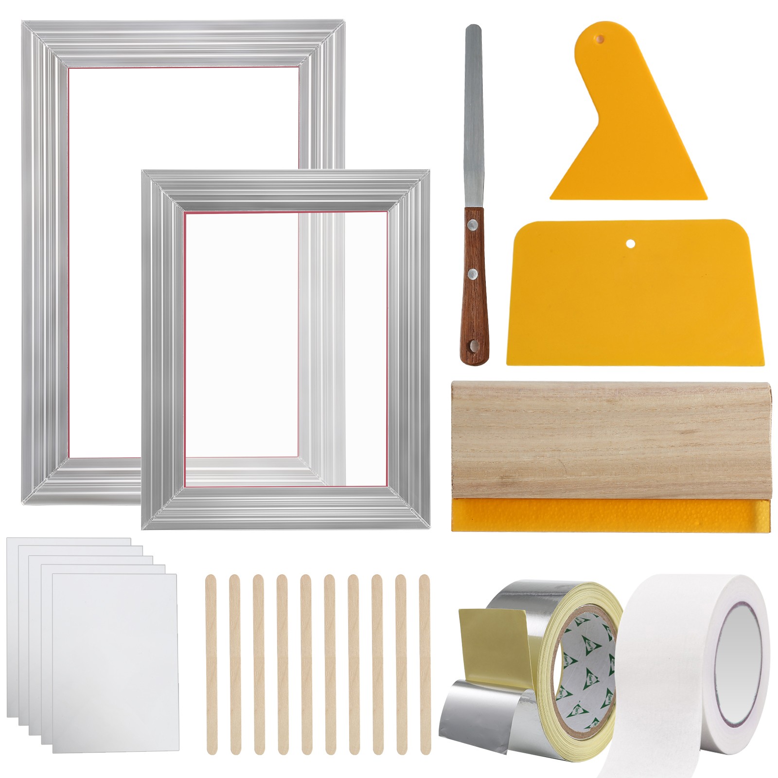 Screen Printing Kit Silk Screen Printing Frames 8x10/10x14in 110 Mesh 2pcs