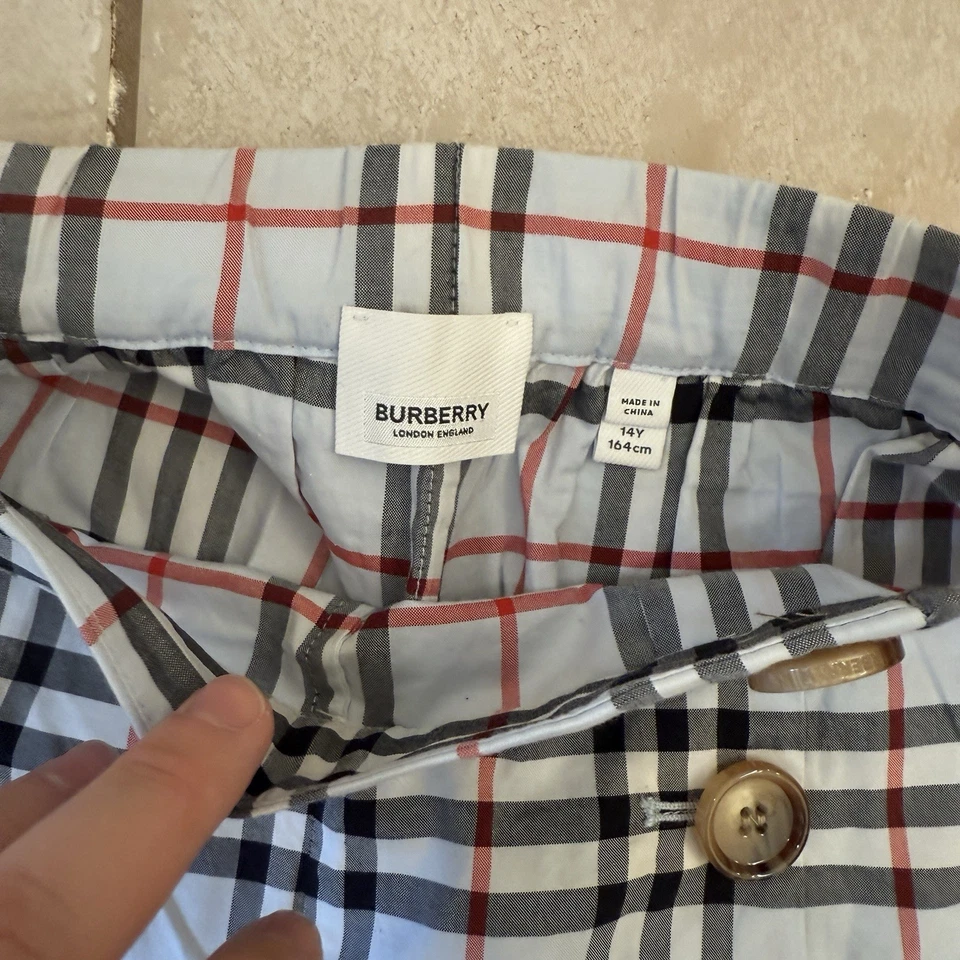 Calça marinheiro xadrez azul perna larga Burberry xadrez grande infantil/meninas/mulheres tamanho 14Y - Imagem 4 de 4