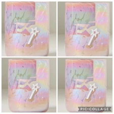 NWT SET 4 Anthropologie MYSTIC ICON JUICE GLASS MAGIC STAR WAND RAINBOW LUSTER