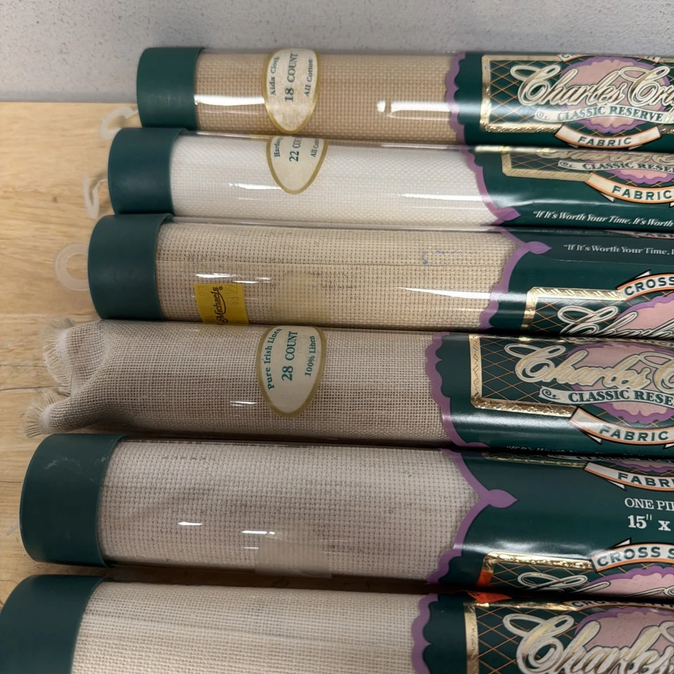 Lot of 6 - Assorted Charles Craft 18 22 28 Ct 15x18" Cross Stitch Fabric NOS NEW - Image 3 of 4