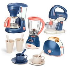 Pretend Play Kitchen Appliances Toy Set with Coffee Maker Machine,Blender,