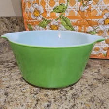 Vintage Pyrex Crazy Quilt 1 Quart Green Blue Casserole Dish No Lid #473 GUC