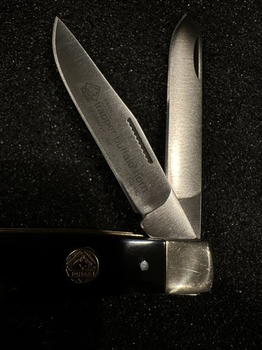 KNIVES - VINTAGE PUMA P480631BH BONE TRAPPER BUFFALO HORN POCKET KNIFE RARE