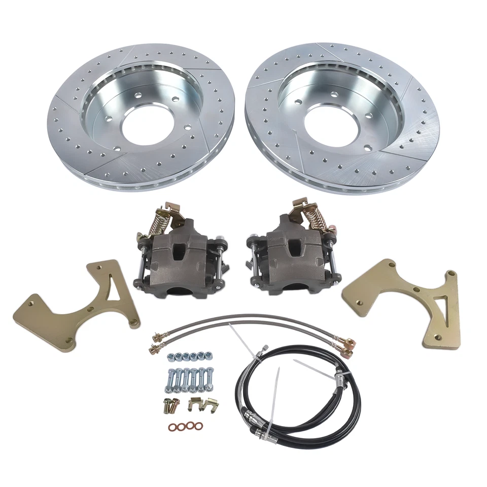 Kit de freno de disco trasero 6 tacos perforados y ranurados para camioneta Chevy C10 K10 GMC Jimmy Foto 4 de 4