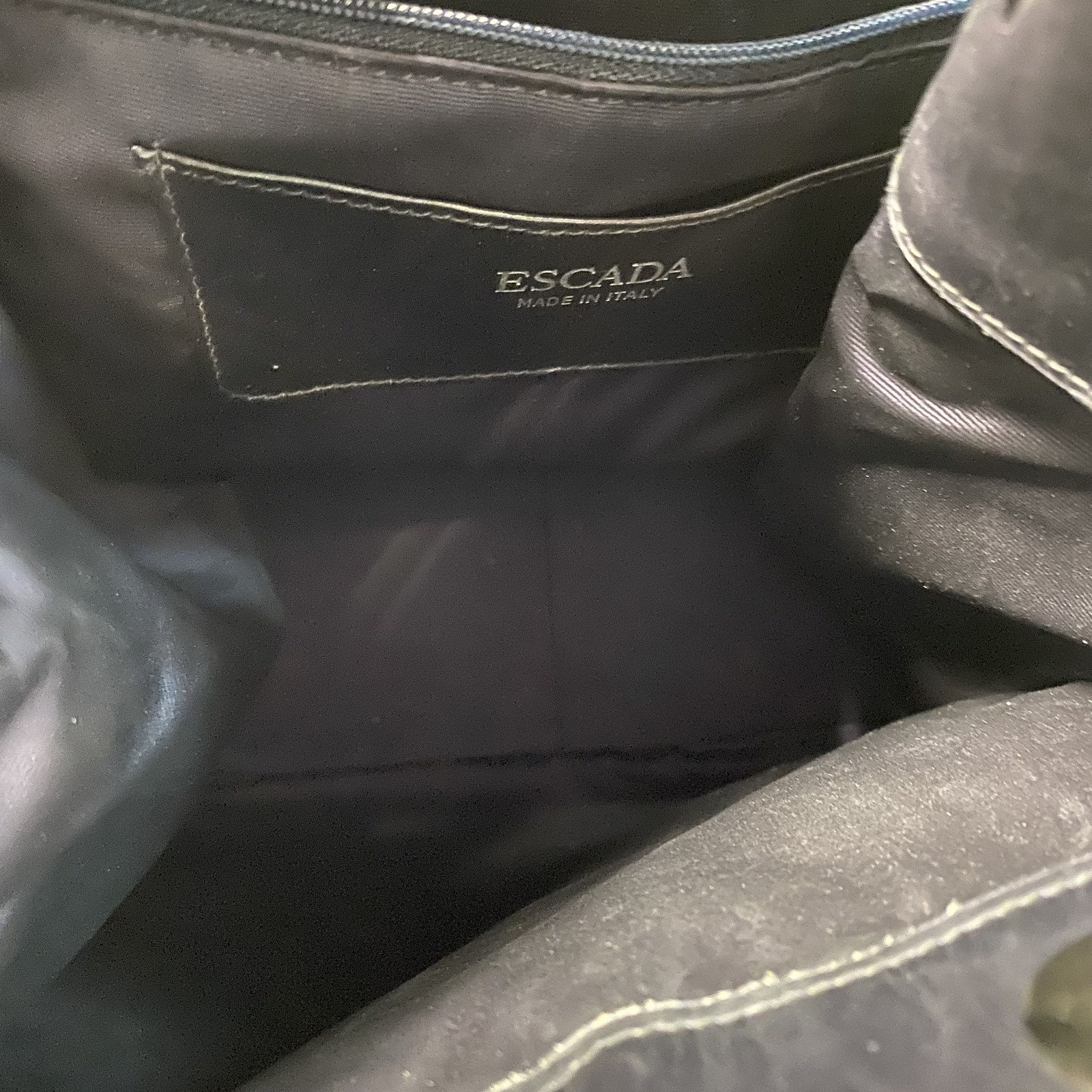 Escada \Black Leather Solid Gold Hardware Bucket … - image 4