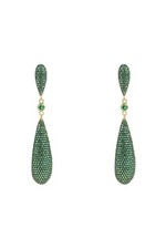 Green Emerald CZ Large Drop Statement Earrings Gold 925 Silver Wedding Big Long