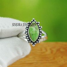 Green Copper Turquoise Gemstone 925 sterling silver Gift Ring US size 5 to 13