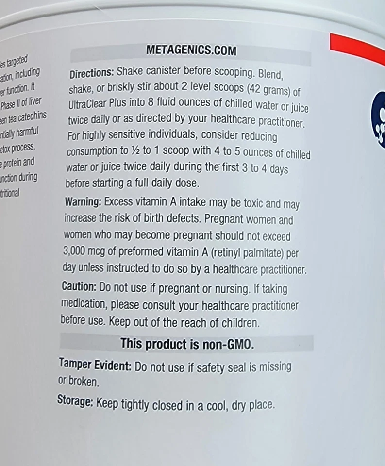 Metagenics - Polvo desintoxicante UltraClear Plus - Vainilla (31,11 oz) Foto 3 de 4
